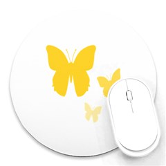 Yellow Butterfly Animals Fly Round Mousepad by anzea