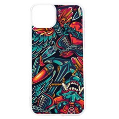 Vintage Tattoos Colorful Seamless Pattern Iphone 15 Tpu Uv Print Case by Bedest