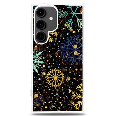 Gold Teal Snowflakes Gold Abstract Christmas Samsung Galaxy S24 Plus 6 7 Inch Tpu Uv Case by Bedest