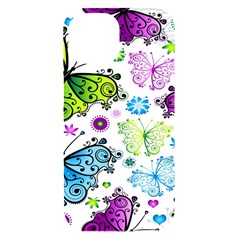 Butterflies, Abstract, Background, Colorful Iphone 15 Black Uv Print Pc Hardshell Case by kyorashop23