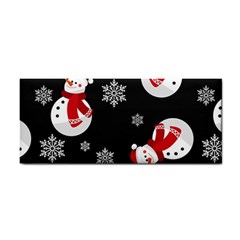 Christmas Texture, Retro Background With Snowmen Hand Towel by kyorashop23