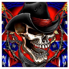 Confederate Flag Usa America United States Csa Civil War Rebel Dixie Military Poster Skull Wooden Puzzle Square by Ket1n9