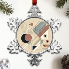 Boho Abstract Architecture Metal Small Snowflake Ornament by Bedest