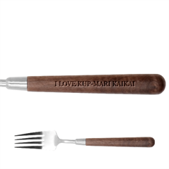 I Love Kup- Mari Kaikai On Stainless Steel Fork With Wooden Handle by DeadlyKitchenware2024