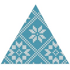 Blue Winter Knitted Texture, Blue Winter Background, Knitted Texture Wooden Puzzle Triangle by kyorashop23