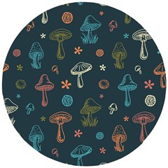 Whimsical Mushrooms Pattern Wooden Puzzle Round by Drawde