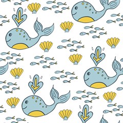 Whale Cartoon Whale Seamless Cartoon Character Animals Leaf Play Mat (square) by Grandong