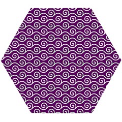 Violet White Pattern Wooden Puzzle Hexagon by ytdream