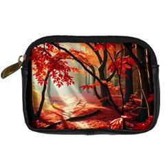 Forest Path Red Nature Digital Camera Leather Case by Bedest