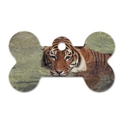 Swimming Tiger Dog Tag Bone (two Sides) by ExtraAwesomeSauce