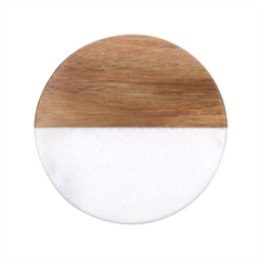 A Green Background With A White Border Classic Marble Wood Coaster (round)  by catchydesignhill