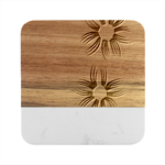 Three Flowers With Green And Orange Petals Marble Wood Coaster (Square) Front