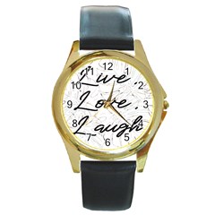 Live Love Laugh Monsteras Round Gold Metal Watch by ConteMonfrey