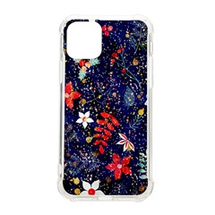 Festive Floral Pattern Christmas Blue Floral Flower Foliage Leaves Pattern Red Snow Winter Iphone 11 Pro 5 8 Inch Tpu Uv Print Case by Maspions