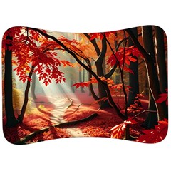 Forest Path Red Nature Velour Seat Head Rest Cushion by Bedest