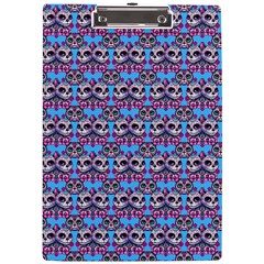 Colorful Sugar Skull Cat Pattern A4 Acrylic Clipboard by ExtraAwesomeSauce