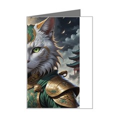 Epic Armored Cat Warrior Mini Greeting Card by ExtraAwesomeSauce