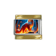 Enchanted Fire Feline Gold Trim Italian Charm (9mm) by ExtraAwesomeSauce