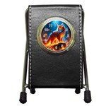 Enchanted Fire Feline Pen Holder Desk Clock Front