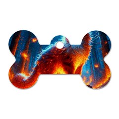 Enchanted Fire Feline Dog Tag Bone (two Sides) by ExtraAwesomeSauce