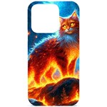 Enchanted Fire Feline iPhone 15 Pro Black UV Print PC Hardshell Case Front