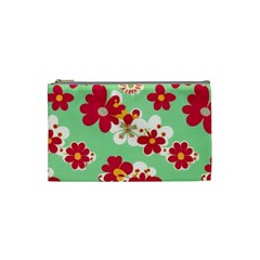 Retro 1960s Flowers Pattern Cosmetic Bag (small) by violetheavensky