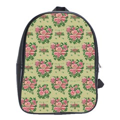 Retro 1880s Flowers Pattern 9 School Bag (xl) by violetheavensky