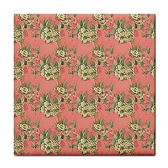 Retro 1880s Flowers Pattern 12 Tile Coaster by violetheavensky