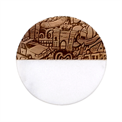 New York City Nyc Broadway Doodle Art Classic Marble Wood Coaster (round)  by Grandong