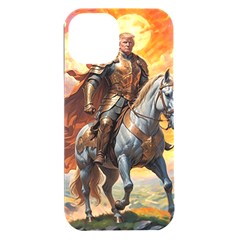 Heroic Trump Warrior In Golden Armor Iphone 15 Plus Black Uv Print Pc Hardshell Case by AwesomeSauce