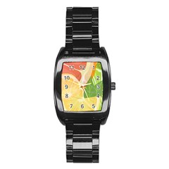 Citrus Fruit Healthy Vitamin Stainless Steel Barrel Watch by Paksenen