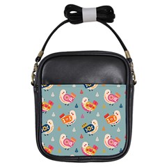 Cute Bird Pattern Girls Sling Bag by designsbymallika