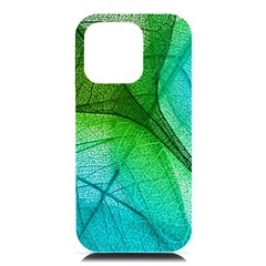 3d Leaves Texture Sheet Blue Green Iphone 16 Pro Max Black Uv Print Pc Hardshell Case by Cemarart