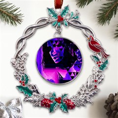 Counting Coup Ultraviolet Metal X mas Wreath Holly Leaf Ornament by MRNStudios