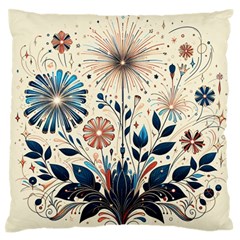 Flowers Bloom Blossom Flora Modern Large Premium Plush Fleece Cushion Case (two Sides) by Salmanaz77