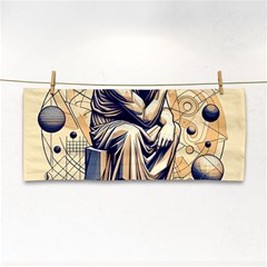 Thinker Sculpture Design Geometric Hand Towel by Salmanaz77