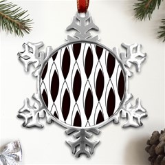 Black Minimalist Leaves Metal Small Snowflake Ornament by ConteMonfrey