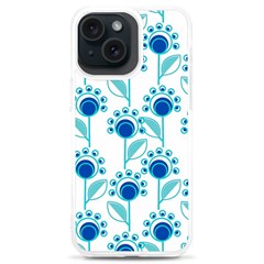 Blue Daisy Minimalist Leaves   Iphone 15 Plus Tpu Uv Print Case by ConteMonfrey