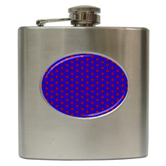 Blue Pattern Red Texture Hip Flask (6 Oz) by Mariart