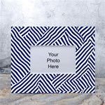 Blue and White Abstract Stripes White Tabletop Photo Frame 4 x6  Front