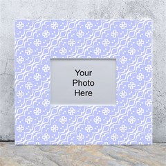 Light Purple And White Floral Pattern White Wall Photo Frame 5  X 7  by SpinnyChairDesigns