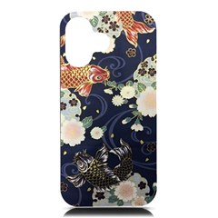 Japanese Wave Koi Illustration Pattern Iphone 16 Black Uv Print Pc Hardshell Case by Ndabl3x