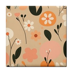 Minimalist Pattern With Simple Lines,flower And Shapes, Creating A Clean And Modern Tile Coaster by myclothy