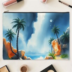 Delicate Watercolor Painting Surreal Oasis Scene With Intense Dramatic Lighting Cosmetic Bag (xxxl) by pollyparadiseartshop