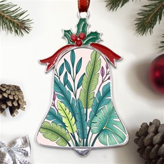 Illustrations Plants Nature Leaves Metal Holly Leaf Bell Ornament by Salmanaz77