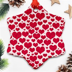 Hearts Valentine Pattern Seamless Ornament (snowflake) by Bedest