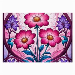 Fantasy Pink Flowers Stained Glass Large Glasses Cloth by Grandong