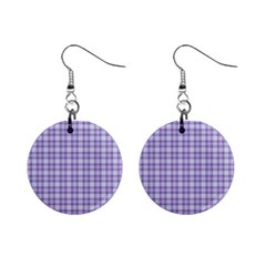 Purple Plaid Tartan 2 Mini Button Earrings by dressshop