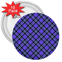 Blue Tartan Plaid 1 Diagonal 3  Buttons (10 Pack)  by dressshop