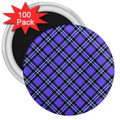 Blue Tartan Plaid 1 Diagonal 3  Magnets (100 Pack) by dressshop